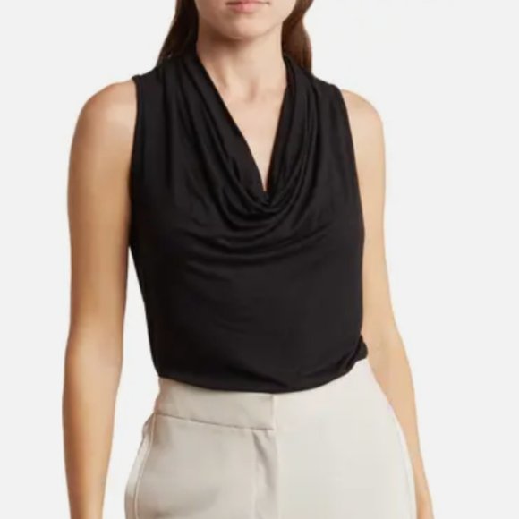 NWOT Renee C Sleeveless Cowl Neck Top in Black, Size Medium - Picture 1 of 6